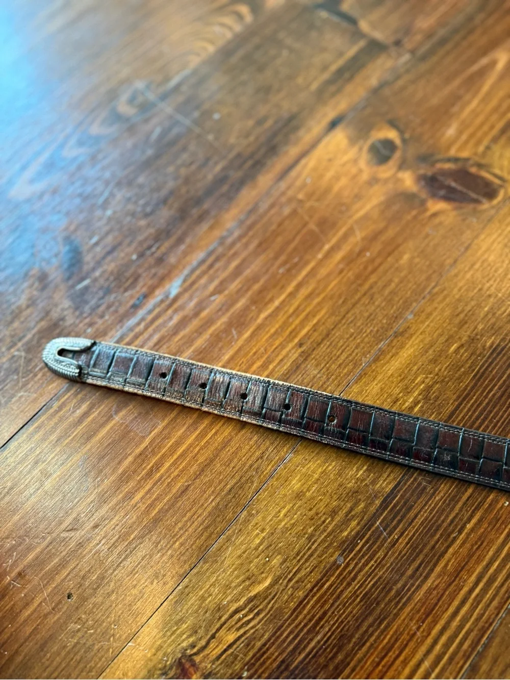 Kids Brown Leather Belt with Silver Buckle